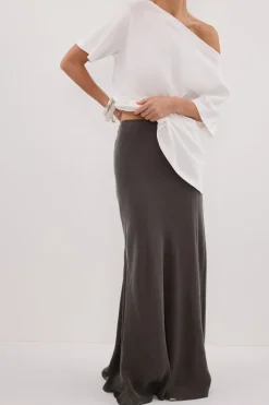 ADDISON PETROL BIAS CUPRO MAXI SKIRT