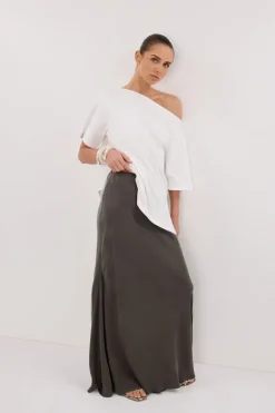 ADDISON PETROL BIAS CUPRO MAXI SKIRT