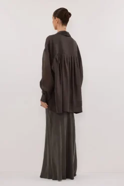 ADDISON PETROL BIAS CUPRO MAXI SKIRT