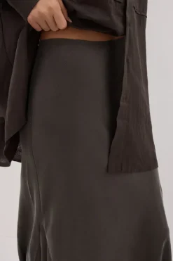 ADDISON PETROL BIAS CUPRO MAXI SKIRT