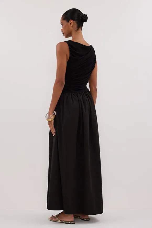 ALEXANDRA BLACK HYBRID MIDI DRESS