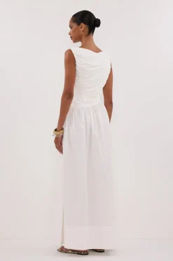 ALEXANDRA WHITE HYBRID MIDI DRESS