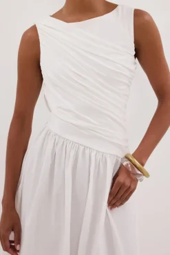 ALEXANDRA WHITE HYBRID MIDI DRESS