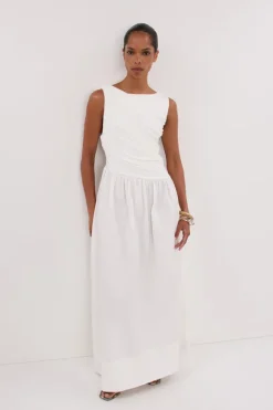 ALEXANDRA WHITE HYBRID MIDI DRESS