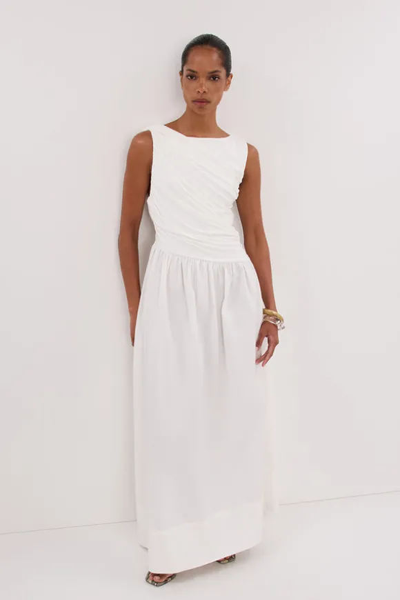 ALEXANDRA WHITE HYBRID MIDI DRESS
