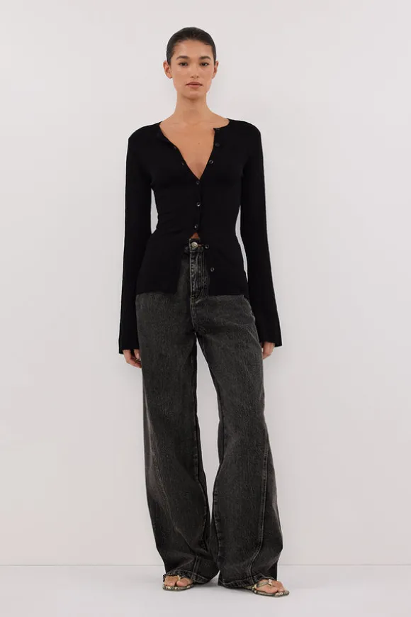 ALIAS BLACK LONG SLEEVE KNIT TOP