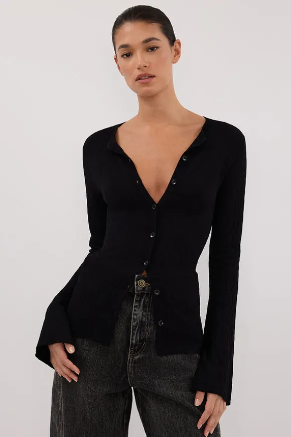 ALIAS BLACK LONG SLEEVE KNIT TOP