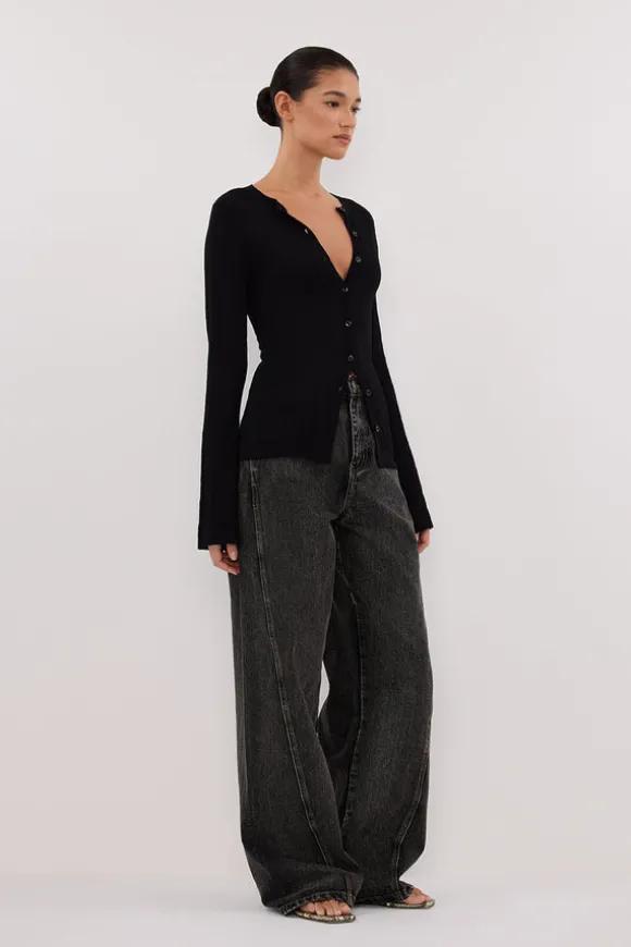 ALIAS BLACK LONG SLEEVE KNIT TOP