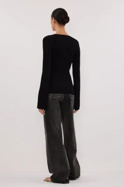 ALIAS BLACK LONG SLEEVE KNIT TOP