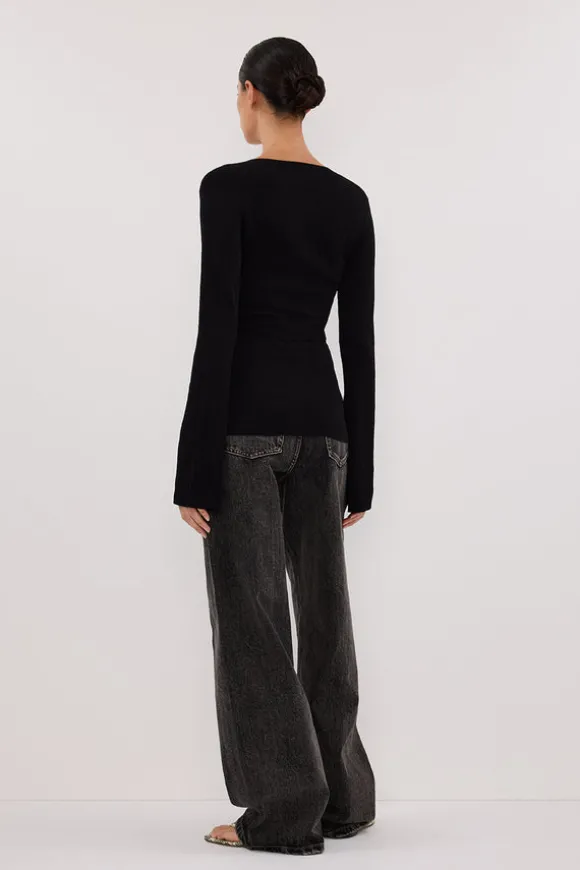 ALIAS BLACK LONG SLEEVE KNIT TOP