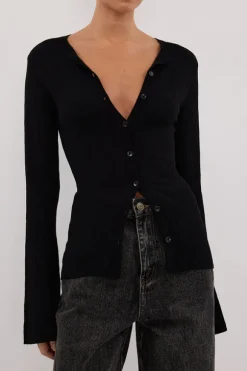 ALIAS BLACK LONG SLEEVE KNIT TOP