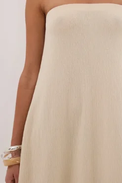 ALIAS NATURAL TEXTURED KNIT STRAPLESS MIDI DRESS