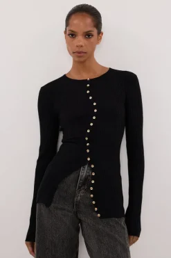 AMBER BLACK SLEEVED KNIT CARDIGAN