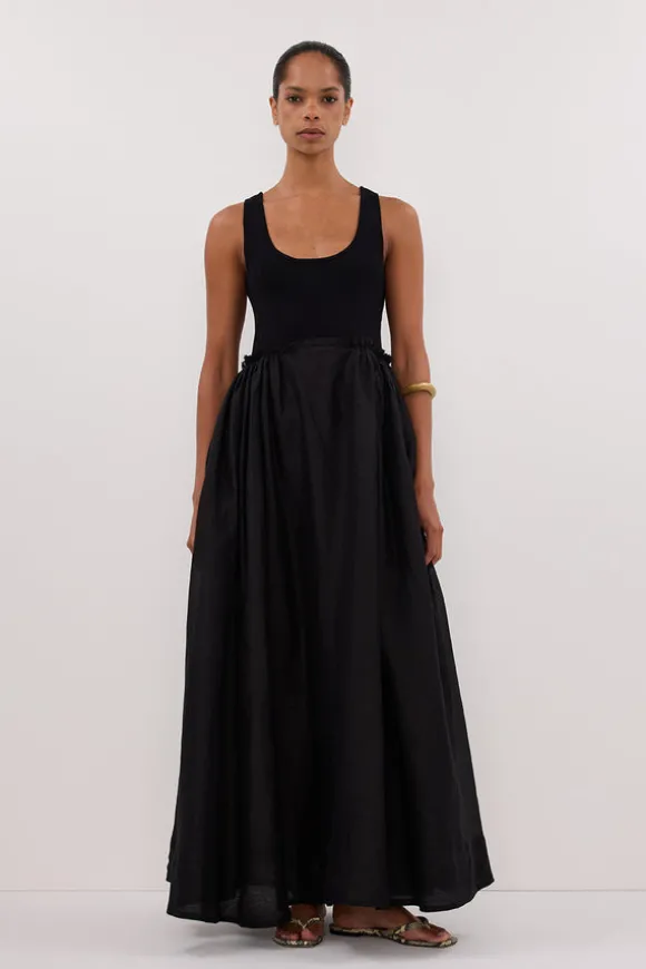 APRIL BLACK HYBIRD KNIT MIDI DRESS