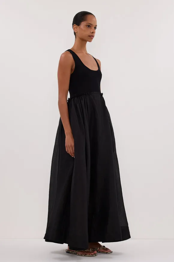 APRIL BLACK HYBIRD KNIT MIDI DRESS