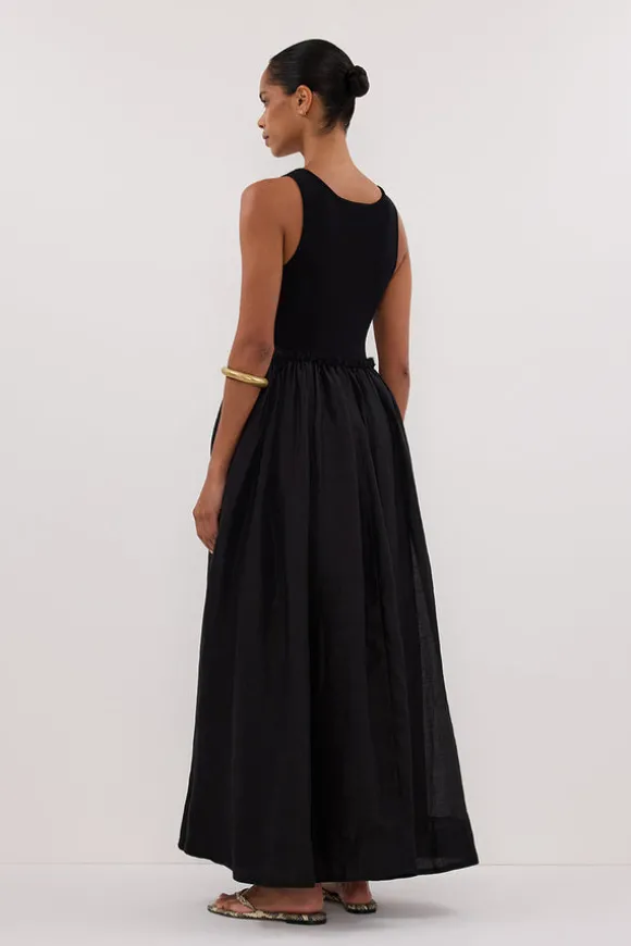 APRIL BLACK HYBIRD KNIT MIDI DRESS