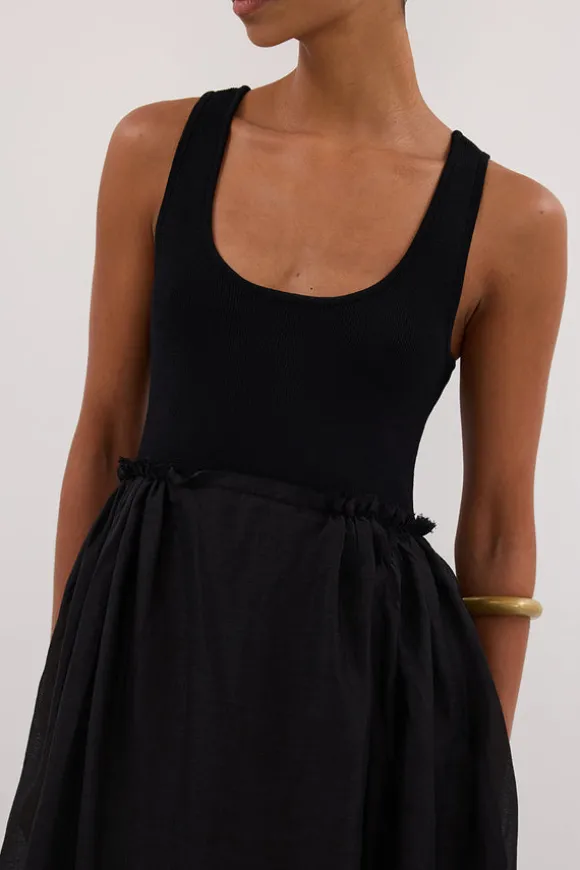 APRIL BLACK HYBIRD KNIT MIDI DRESS