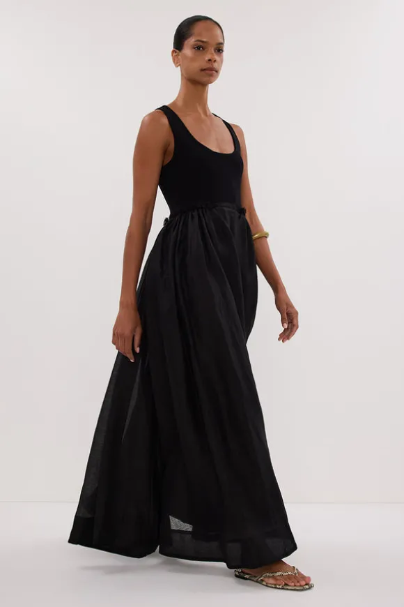 APRIL BLACK HYBIRD KNIT MIDI DRESS