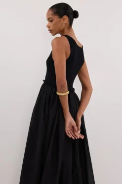 APRIL BLACK HYBIRD KNIT MIDI DRESS