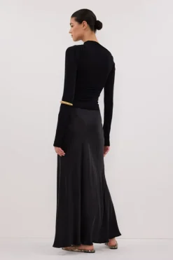 ARIEL BLACK SLEEVED KNIT TOP