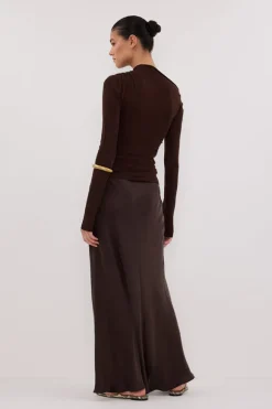 ARIEL CHOC SLEEVED KNIT TOP