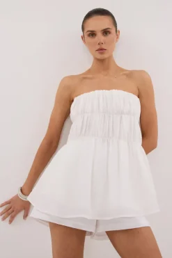 ARTIE WHITE RAMIE STRAPLESS TOP
