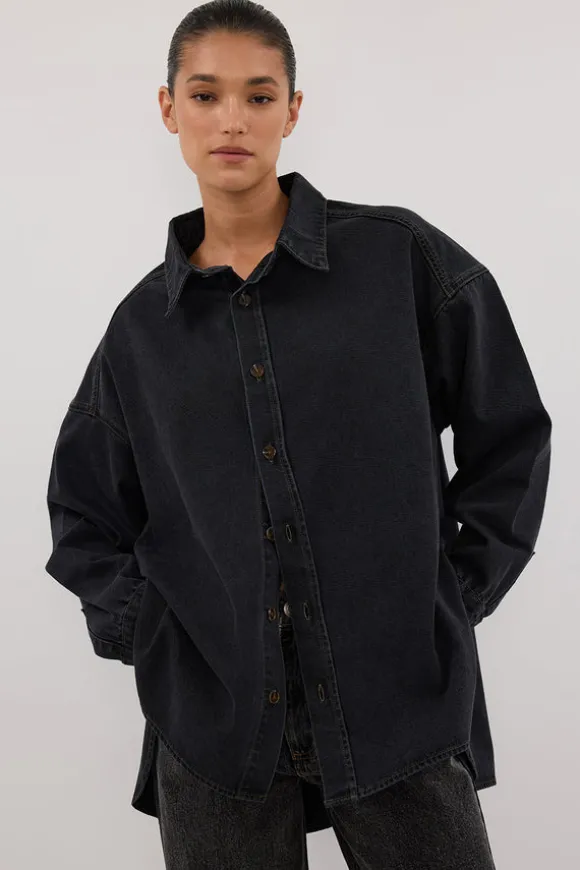 ASHTON WASHED BLACK DENIM SHIRT