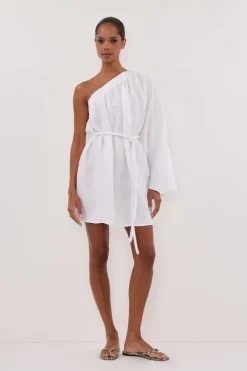 AURELIA WHITE ASYM LINEN MINI DRESS