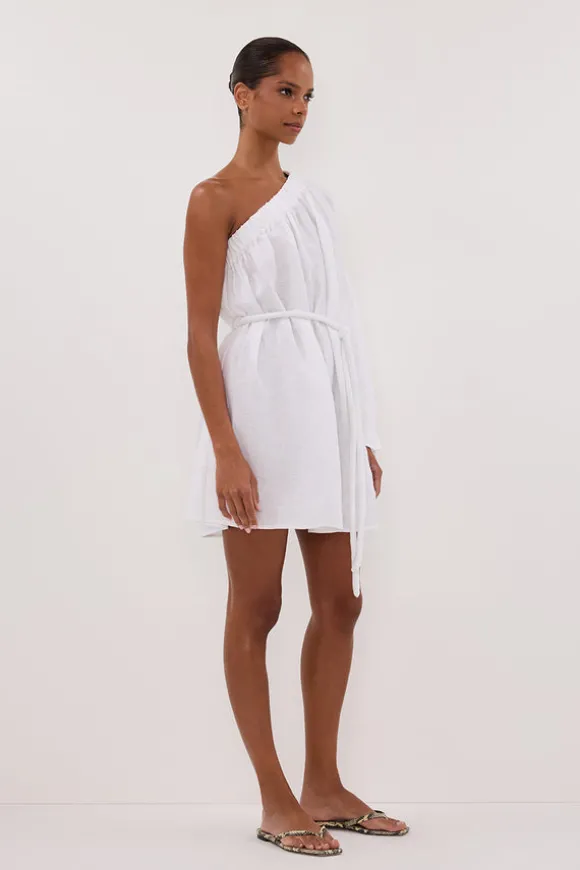 AURELIA WHITE ASYM LINEN MINI DRESS