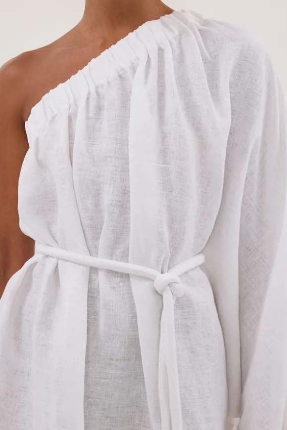 AURELIA WHITE ASYM LINEN MINI DRESS
