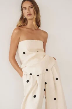 BEVERLY CREAM SPOT STRAPLESS TOP