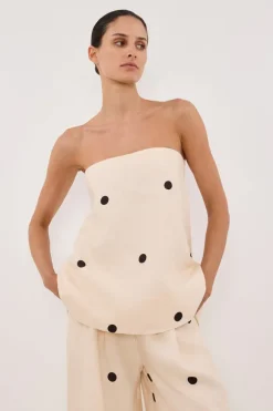 BEVERLY CREAM SPOT STRAPLESS TOP