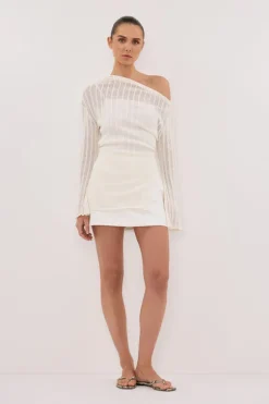 BOWIE IVORY LONG SLEEVE KNIT TOP