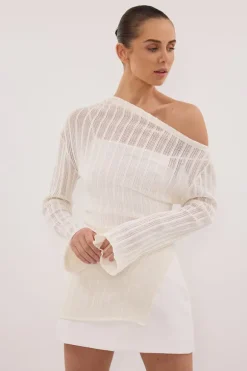 BOWIE IVORY LONG SLEEVE KNIT TOP