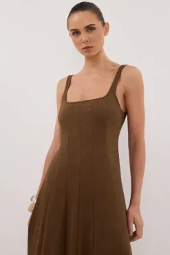 CANNE CHOCOLATE MIDI DRESS