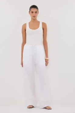 CARLA WHITE DRAWSTRING LINEN PANT