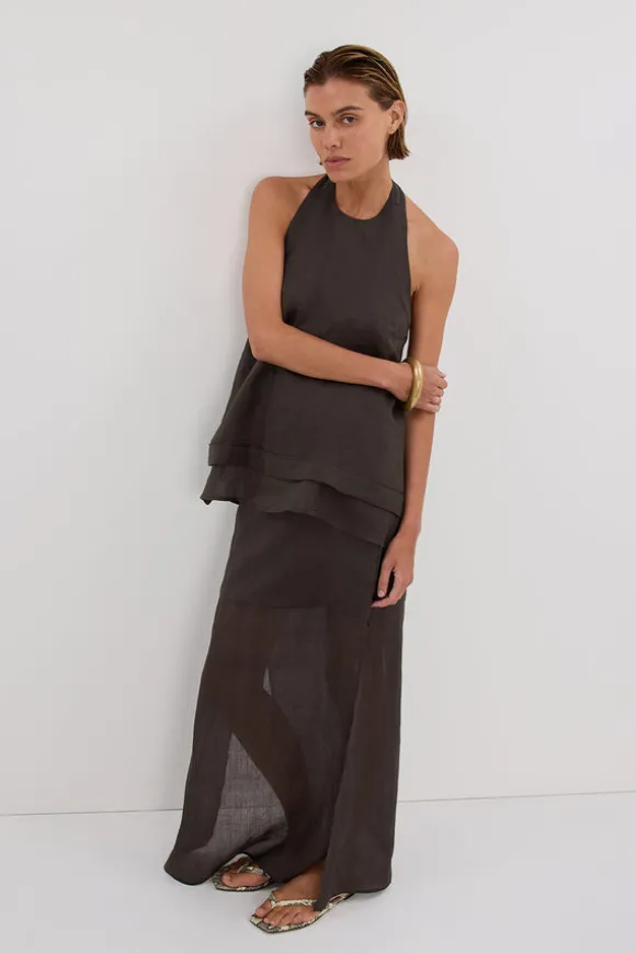 CARMEL PETROL RAMIE HALTER TOP