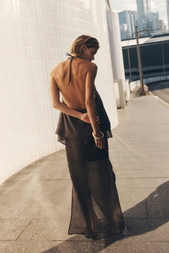 CARMEL PETROL RAMIE HALTER TOP