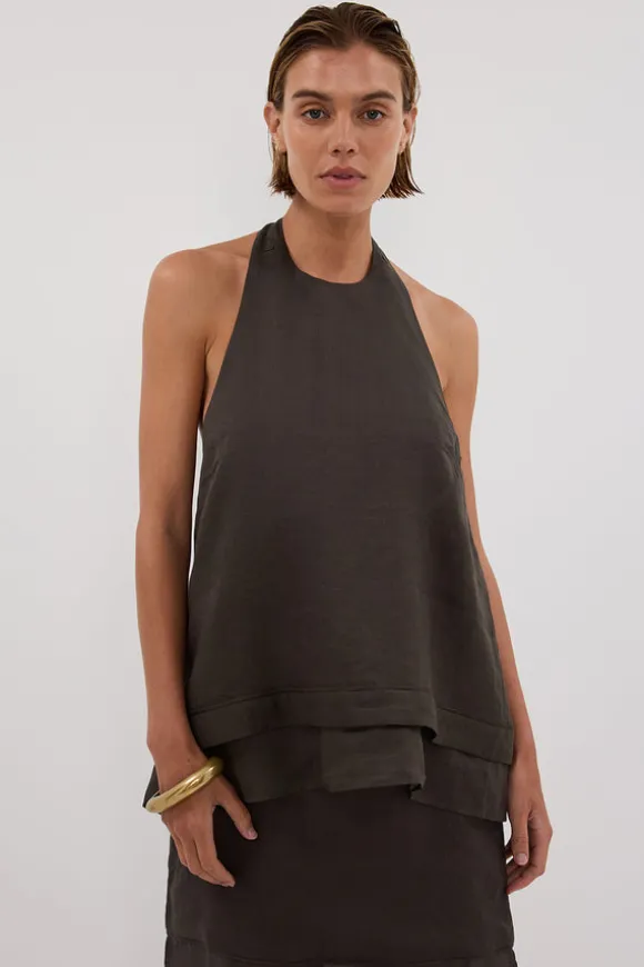 CARMEL PETROL RAMIE HALTER TOP