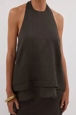 CARMEL PETROL RAMIE HALTER TOP