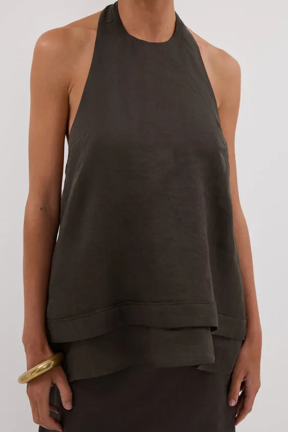 CARMEL PETROL RAMIE HALTER TOP