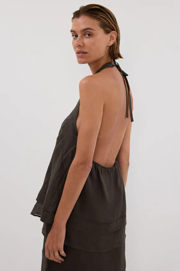 CARMEL PETROL RAMIE HALTER TOP