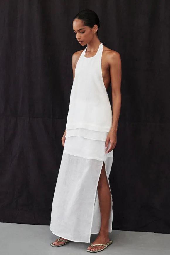 CARMEL WHITE RAMIE HALTER TOP