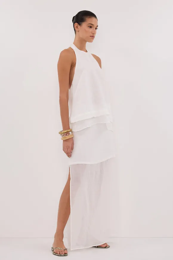 CARMEL WHITE RAMIE HALTER TOP
