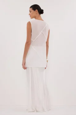 CARMEL WHITE RAMIE V NECK TOP