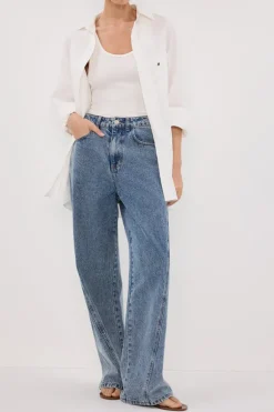 CARSON MID BLUE WIDE LEG JEAN