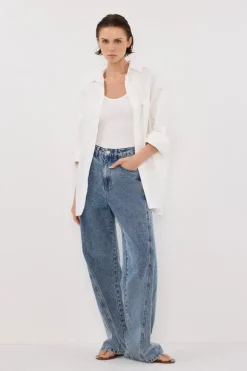 CARSON MID BLUE WIDE LEG JEAN