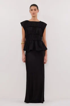 CHARLI BLACK SATIN MAXI SKIRT