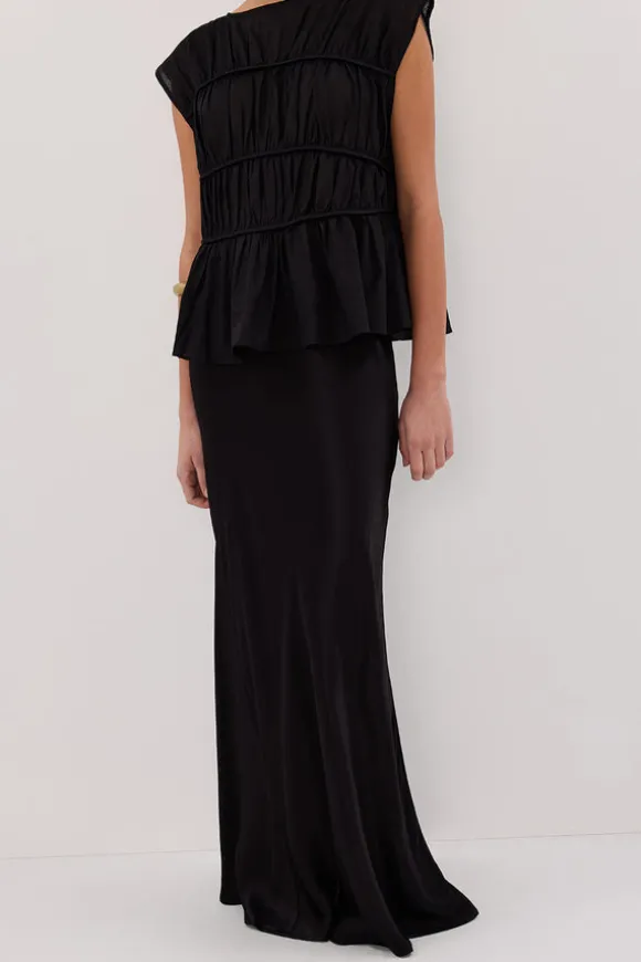 CHARLI BLACK SATIN MAXI SKIRT