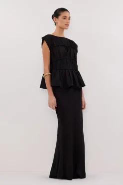 CHARLI BLACK SATIN MAXI SKIRT